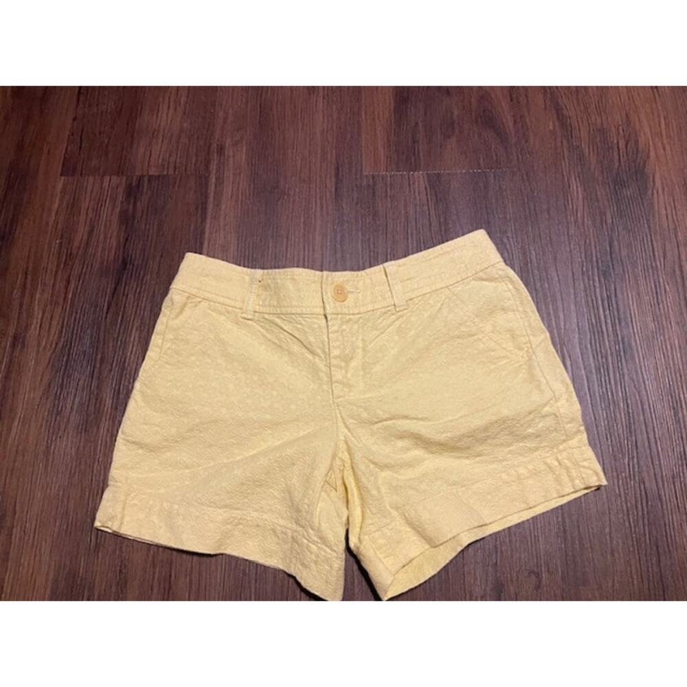 Lilly Pulitzer Size 0 Shorts Yellow w/ Textured Pattern 100% Cotton